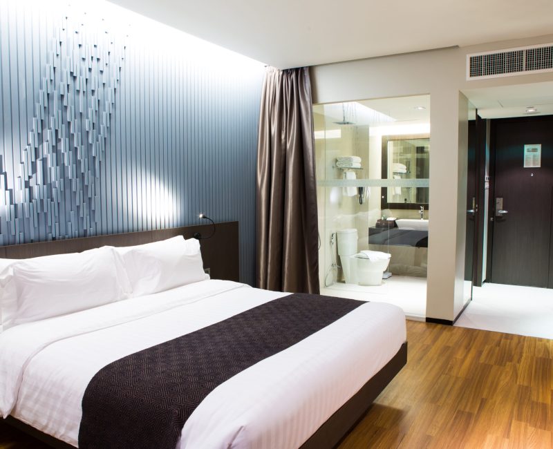 Interior of modern comfortable hotel room